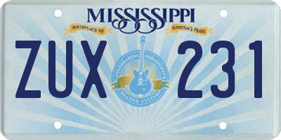 MS license plate ZUX231
