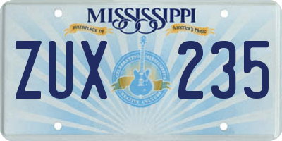 MS license plate ZUX235