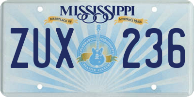 MS license plate ZUX236