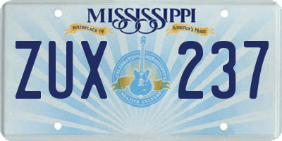 MS license plate ZUX237