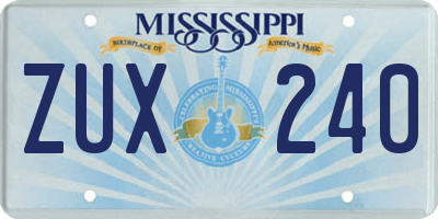 MS license plate ZUX240