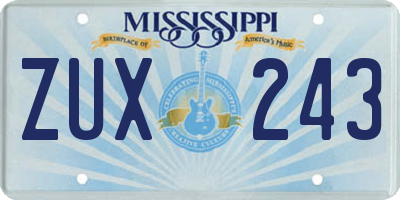 MS license plate ZUX243