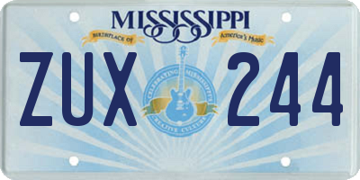 MS license plate ZUX244