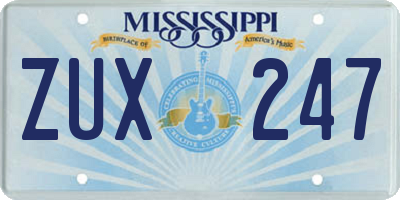 MS license plate ZUX247