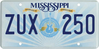 MS license plate ZUX250