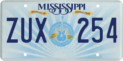 MS license plate ZUX254
