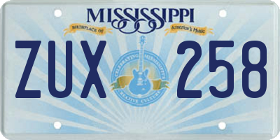 MS license plate ZUX258