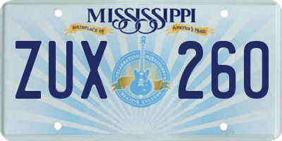 MS license plate ZUX260