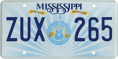 MS license plate ZUX265