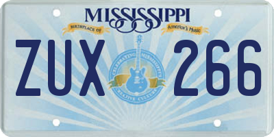 MS license plate ZUX266