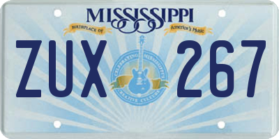 MS license plate ZUX267