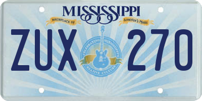 MS license plate ZUX270