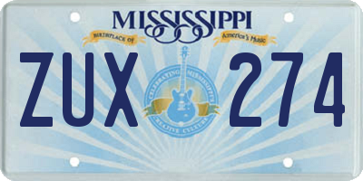 MS license plate ZUX274