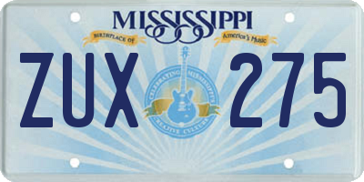 MS license plate ZUX275