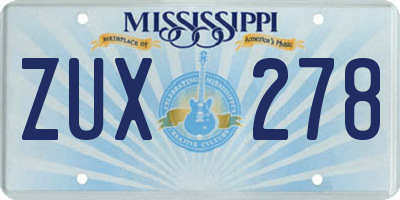 MS license plate ZUX278