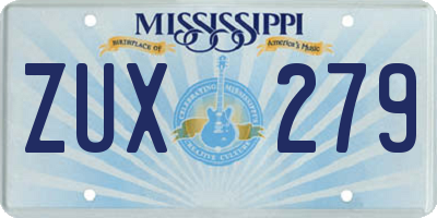 MS license plate ZUX279