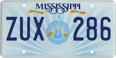 MS license plate ZUX286