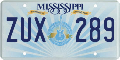 MS license plate ZUX289