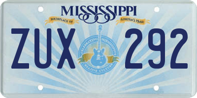 MS license plate ZUX292
