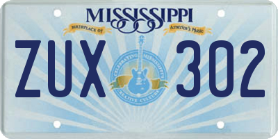 MS license plate ZUX302