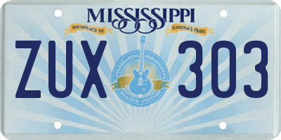 MS license plate ZUX303