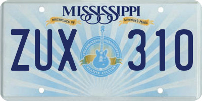 MS license plate ZUX310