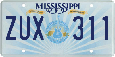 MS license plate ZUX311