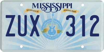 MS license plate ZUX312