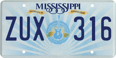 MS license plate ZUX316