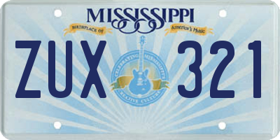 MS license plate ZUX321