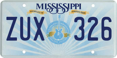 MS license plate ZUX326