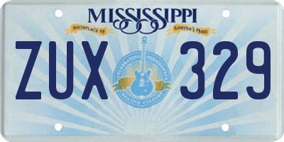 MS license plate ZUX329