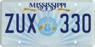 MS license plate ZUX330