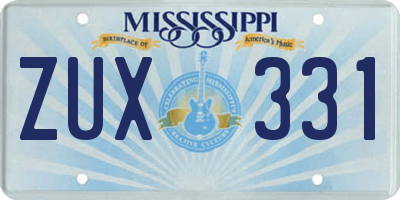 MS license plate ZUX331