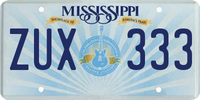MS license plate ZUX333