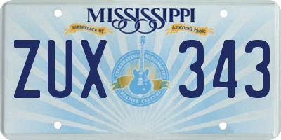MS license plate ZUX343