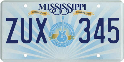 MS license plate ZUX345