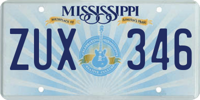 MS license plate ZUX346
