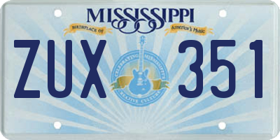 MS license plate ZUX351