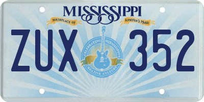 MS license plate ZUX352