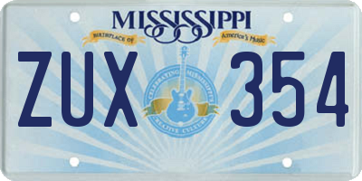 MS license plate ZUX354
