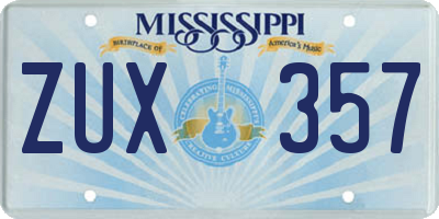 MS license plate ZUX357