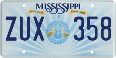 MS license plate ZUX358