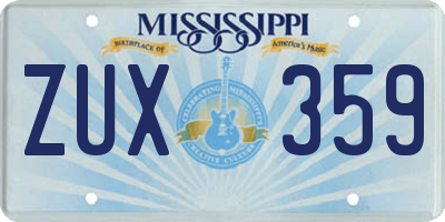 MS license plate ZUX359