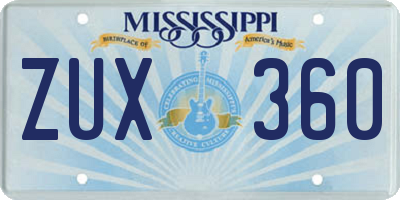 MS license plate ZUX360