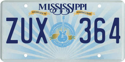 MS license plate ZUX364