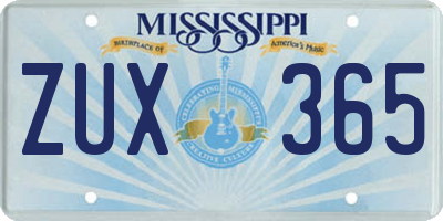 MS license plate ZUX365
