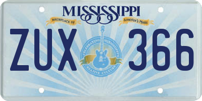 MS license plate ZUX366