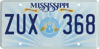 MS license plate ZUX368