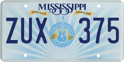 MS license plate ZUX375
